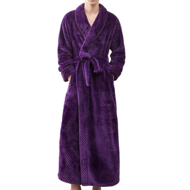 2019 Bathrobe Winter Thick Bath Bathrobe Nightgowns Men And Women Long Bathrobe Nightwear Pajamas Pyjama Homme #0730