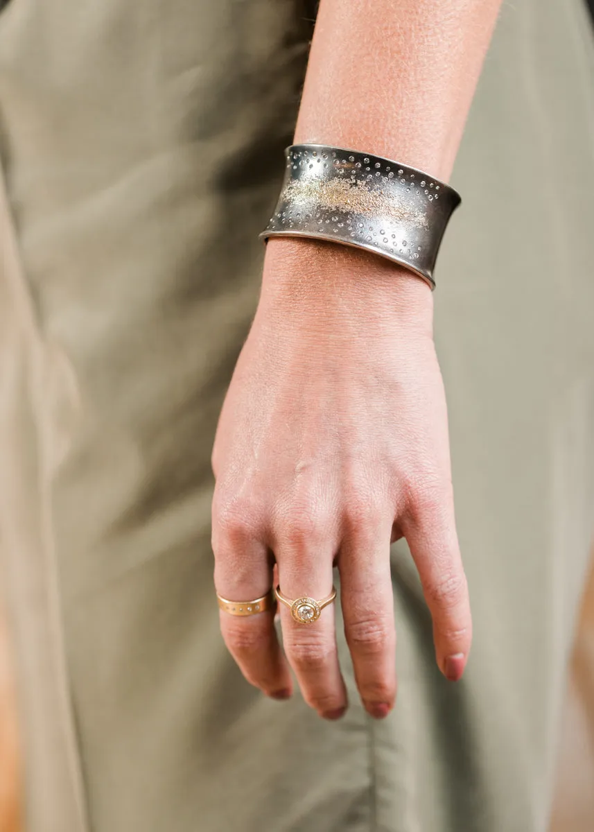 Breezy Bop Cuff - 22k Gold Dust, Oxidized Argentium Silver   Reclaimed Diamonds