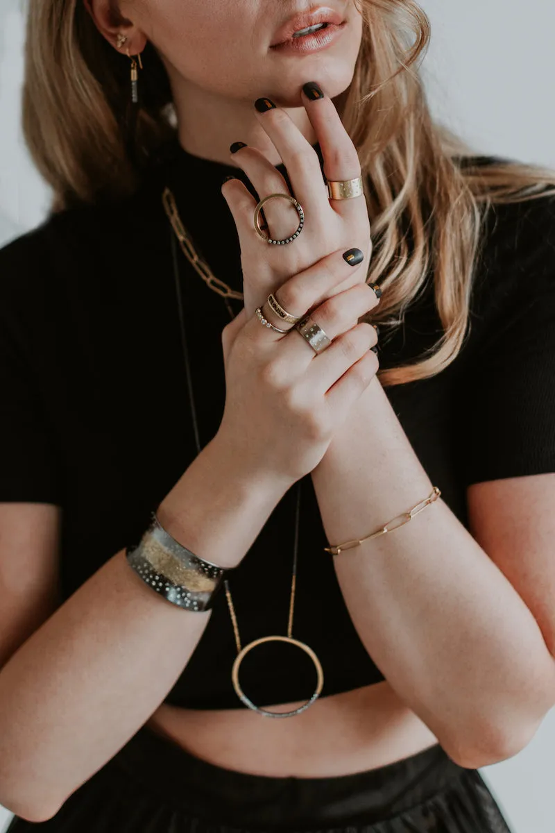 Breezy Bop Cuff - 22k Gold Dust, Oxidized Argentium Silver   Reclaimed Diamonds