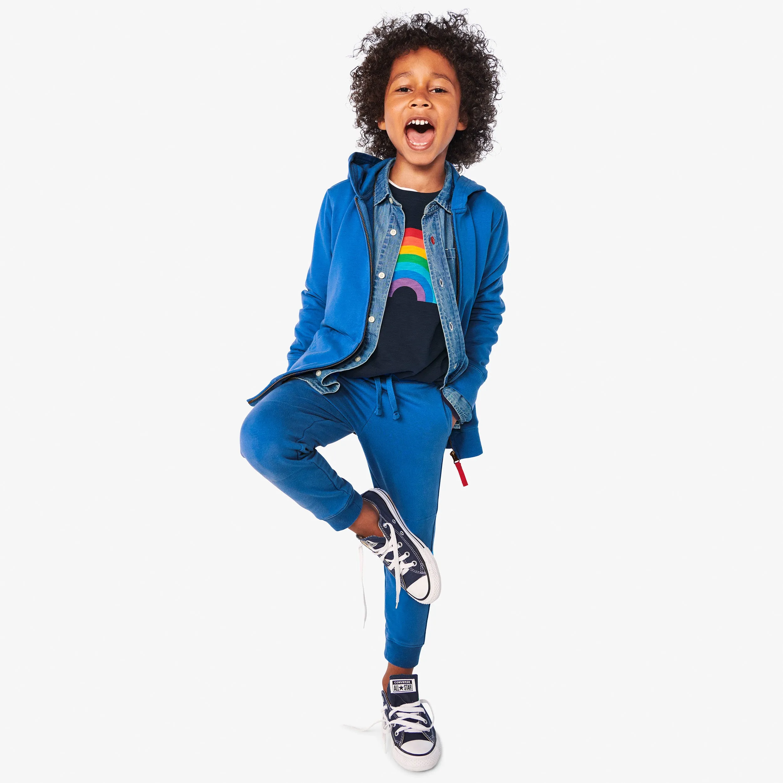 Clearance long sleeve rainbow graphic tee