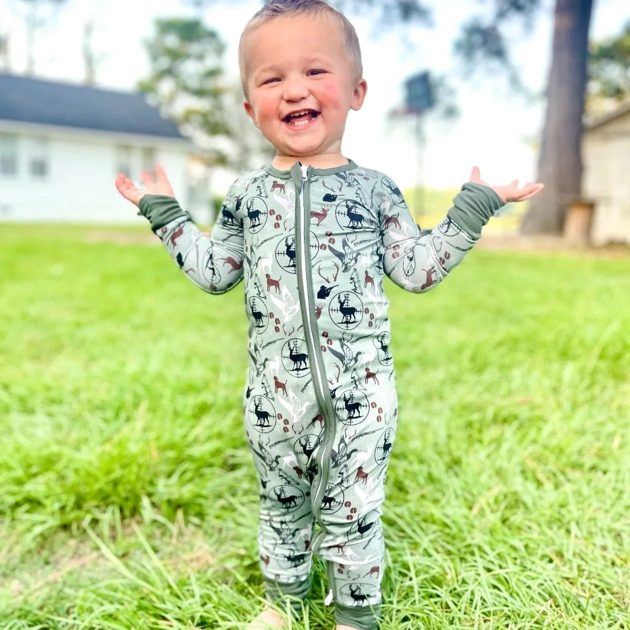 Deer Hunting Bamboo One Piece Zip Pajamas