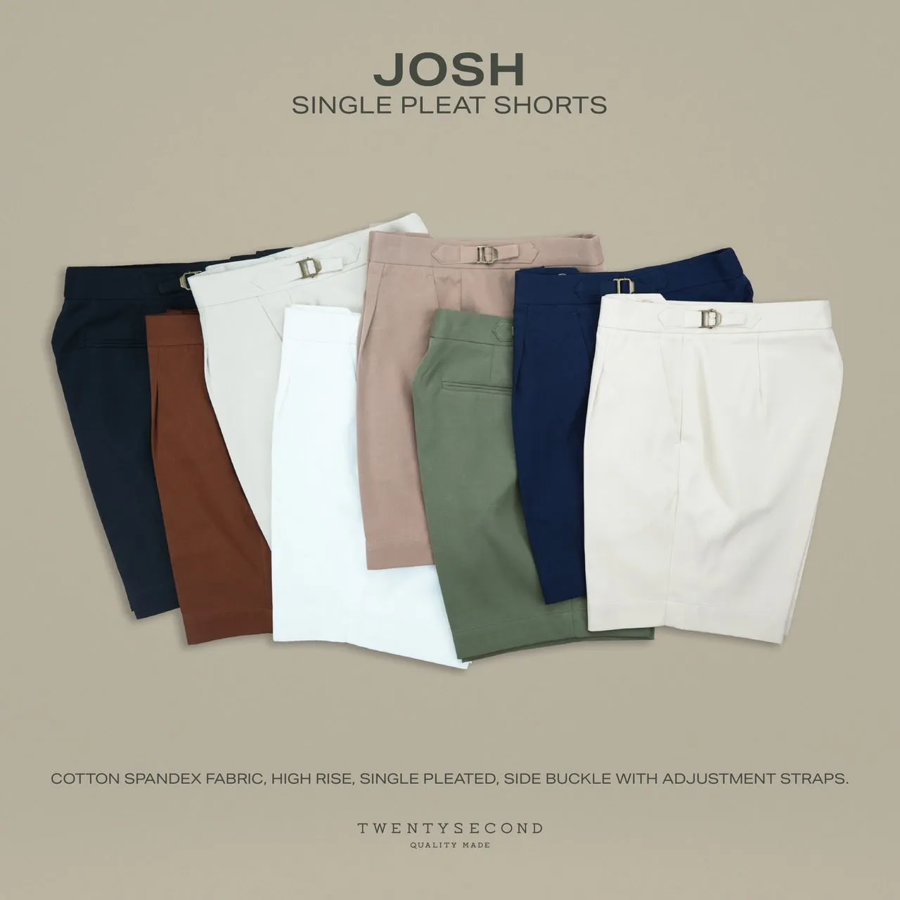 JOSH SINGLE PLEAT SHORTS - GREY