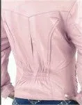 Ladies Soft Pink Leather Motorcycle Jacket with Braid Trim