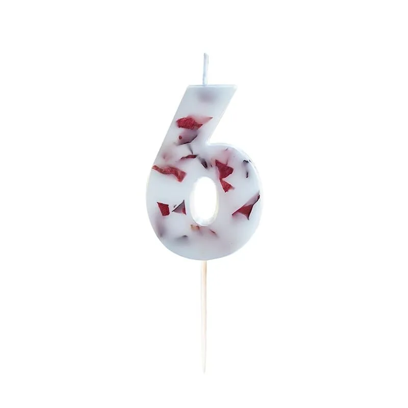Pressed Petal Flower Number 6 Birthday Candle
