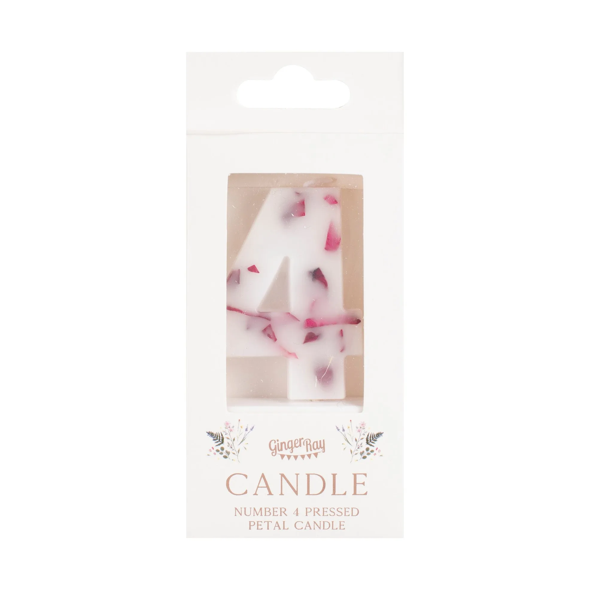 Pressed Petal Number 4 Birthday Candle