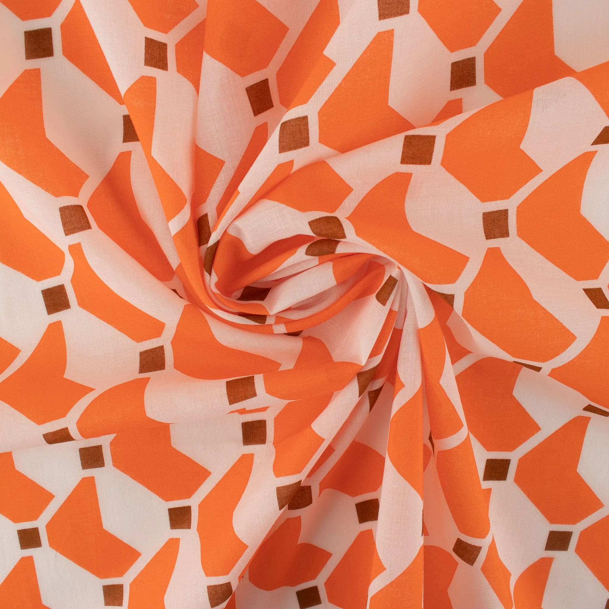 Printed Cotton Voile - KATIA - Geometric - Orange