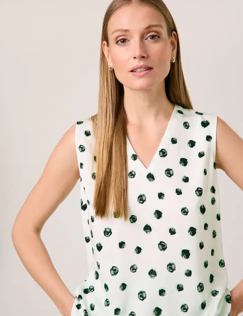 Sleeveless Blouse with Polka Dots