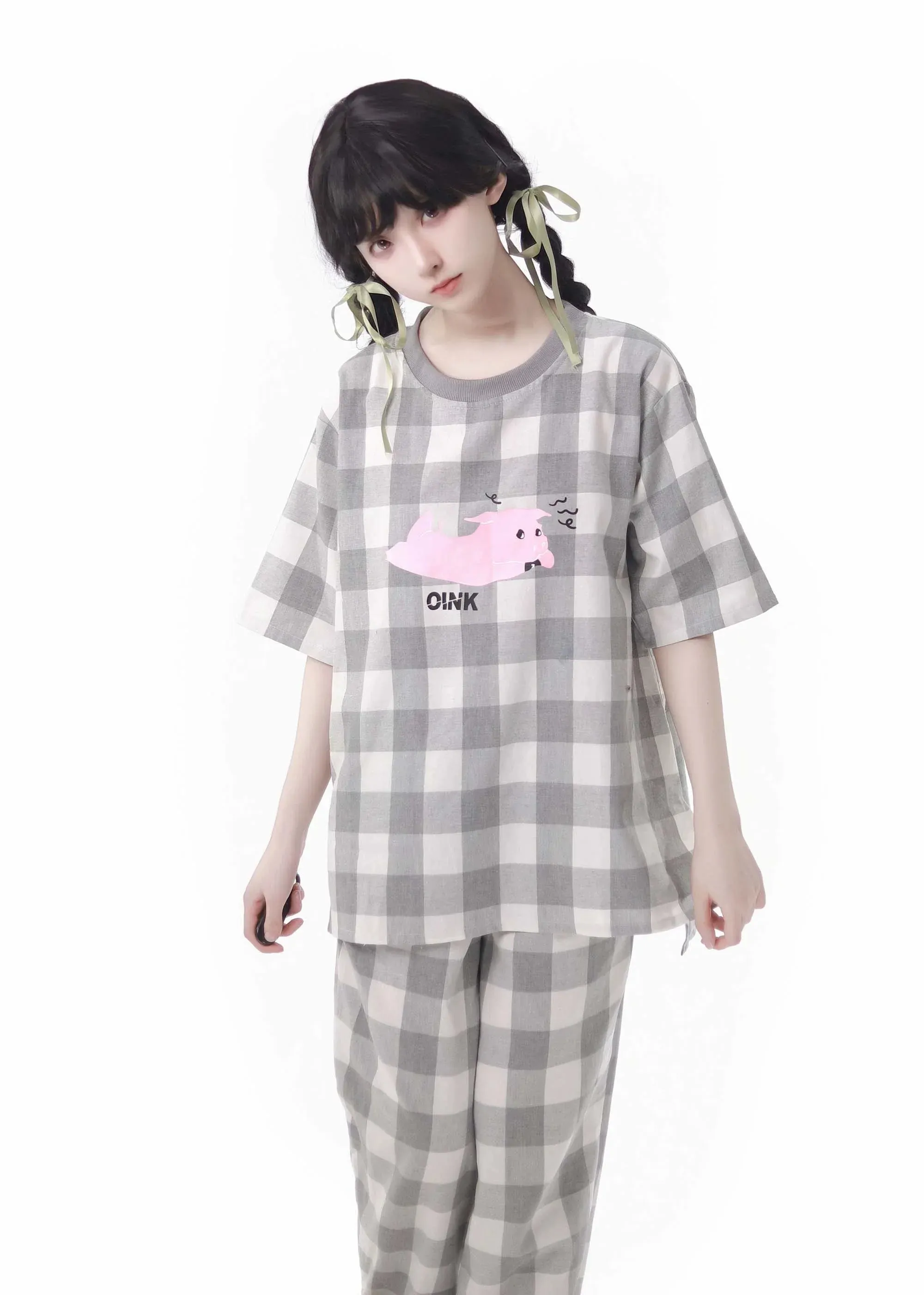 Soft Cotton Pajamas Loungewear Casual Check