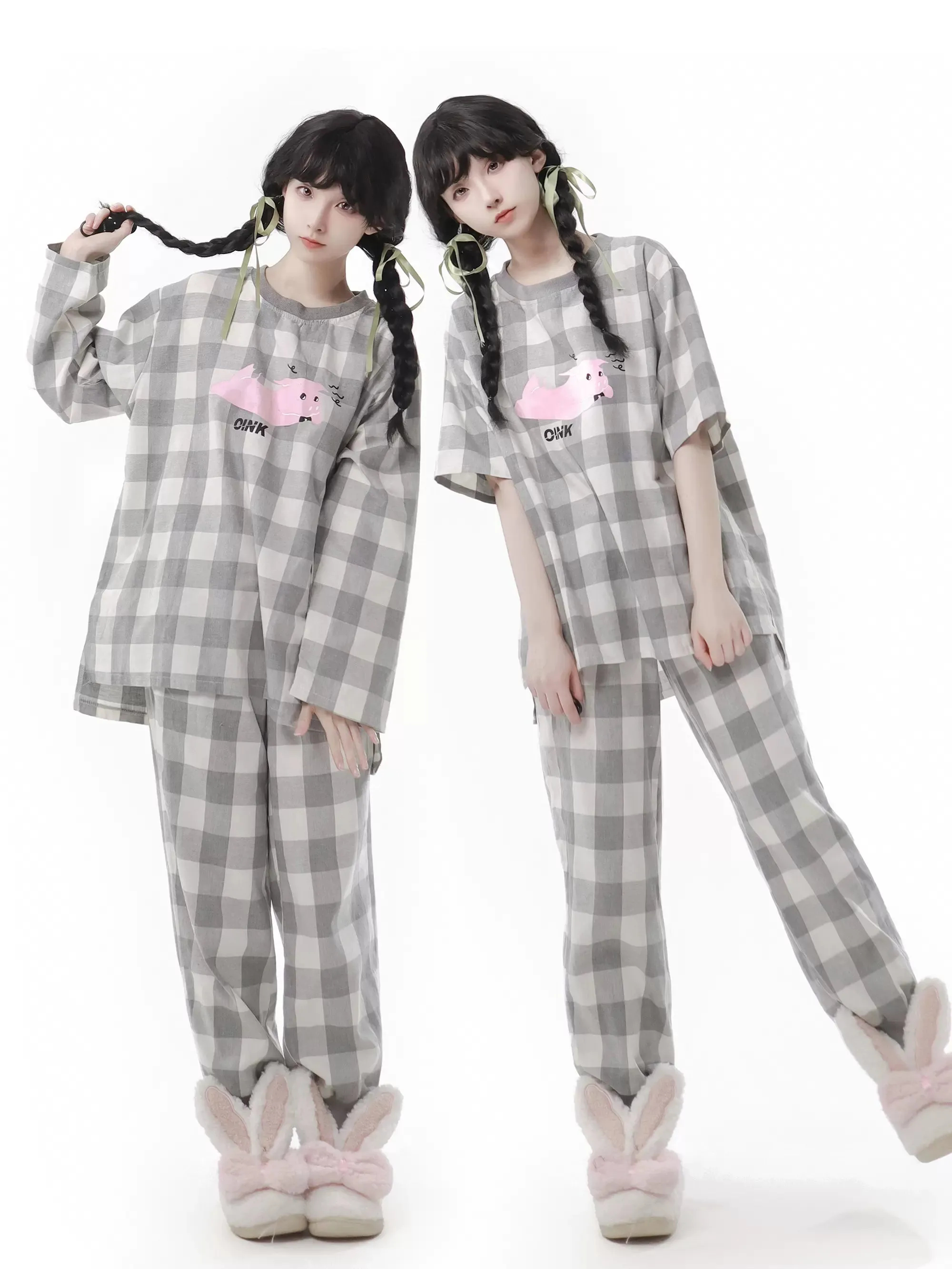 Soft Cotton Pajamas Loungewear Casual Check