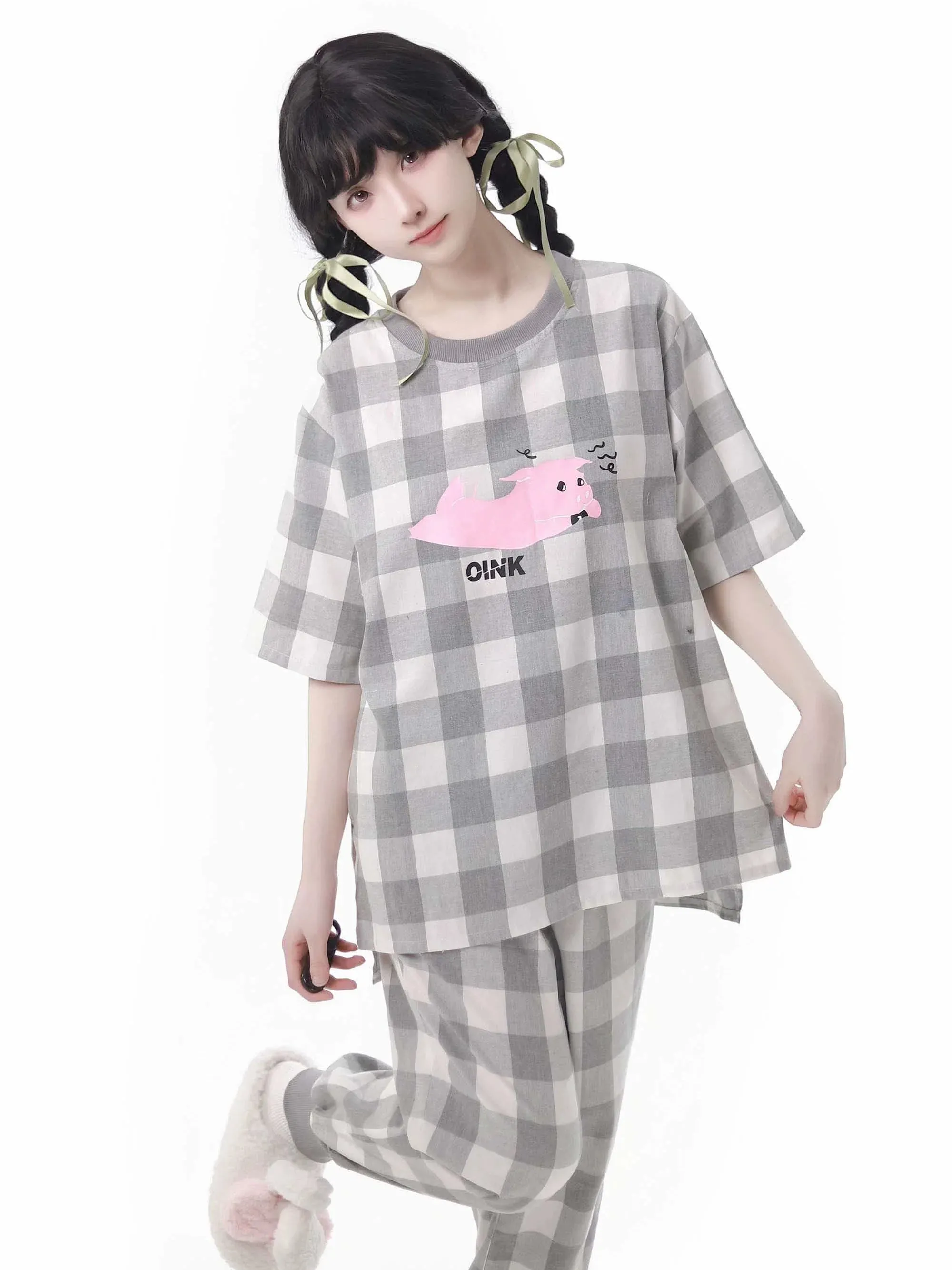 Soft Cotton Pajamas Loungewear Casual Check