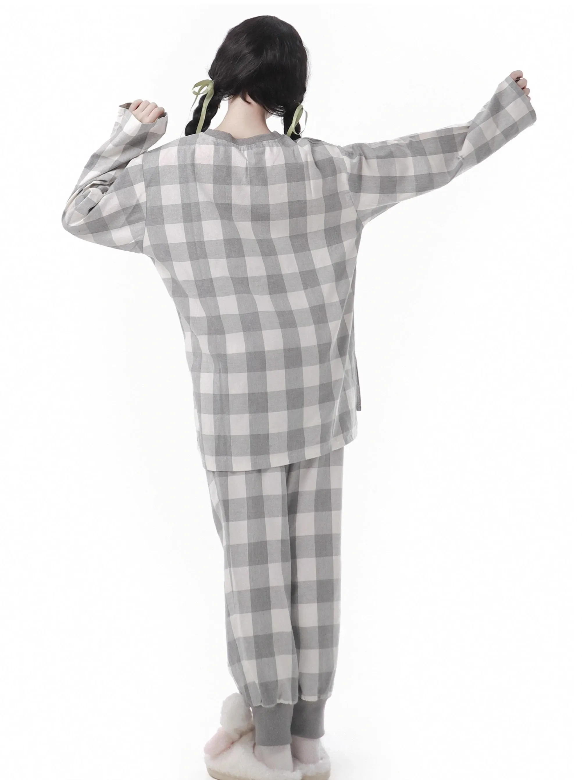 Soft Cotton Pajamas Loungewear Casual Check