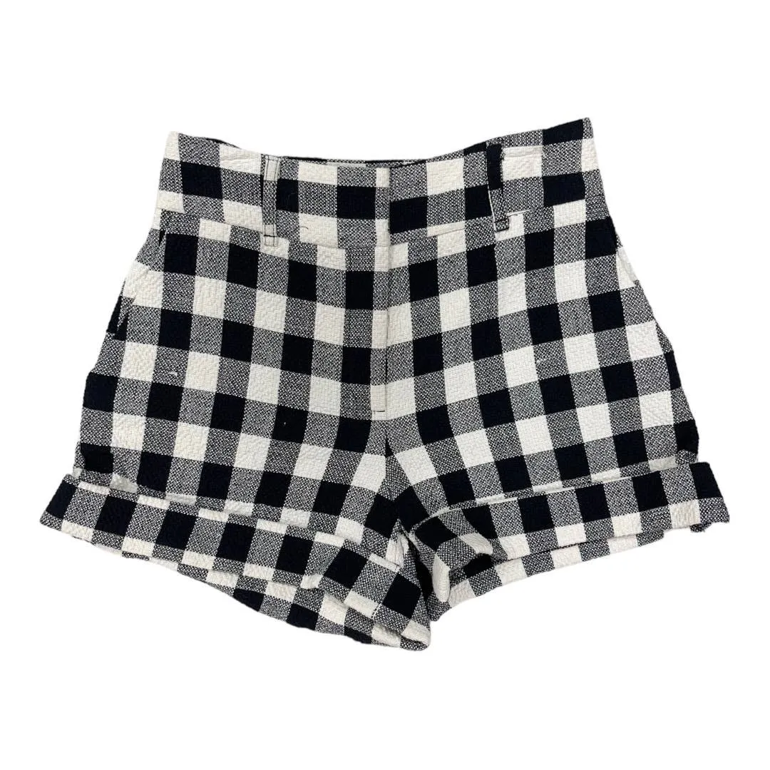 Veronica Beard Carito Gingham Shorts Size 4 Black White