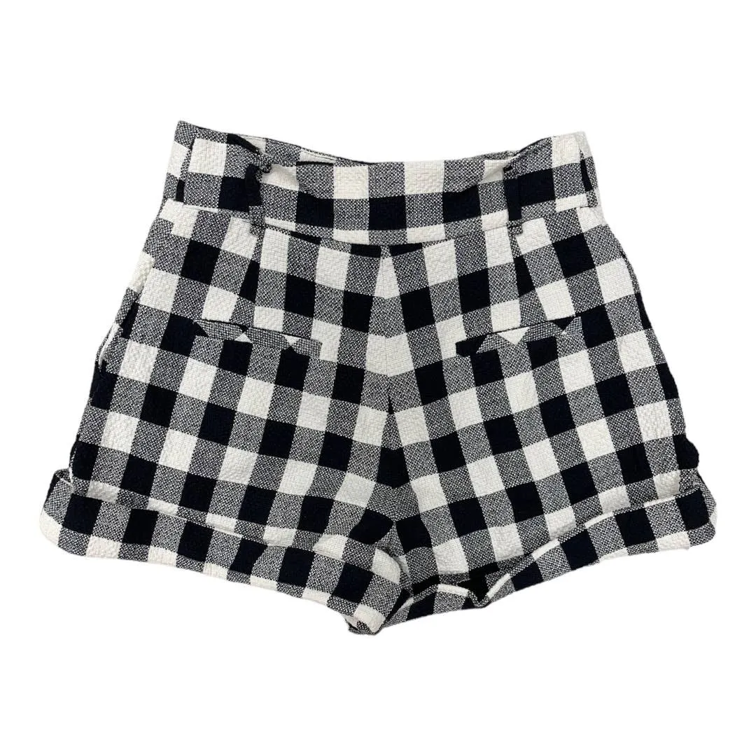 Veronica Beard Carito Gingham Shorts Size 4 Black White