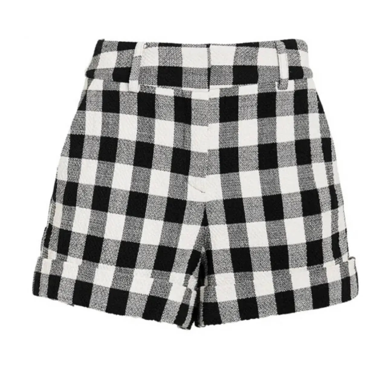 Veronica Beard Carito Gingham Shorts Size 4 Black White