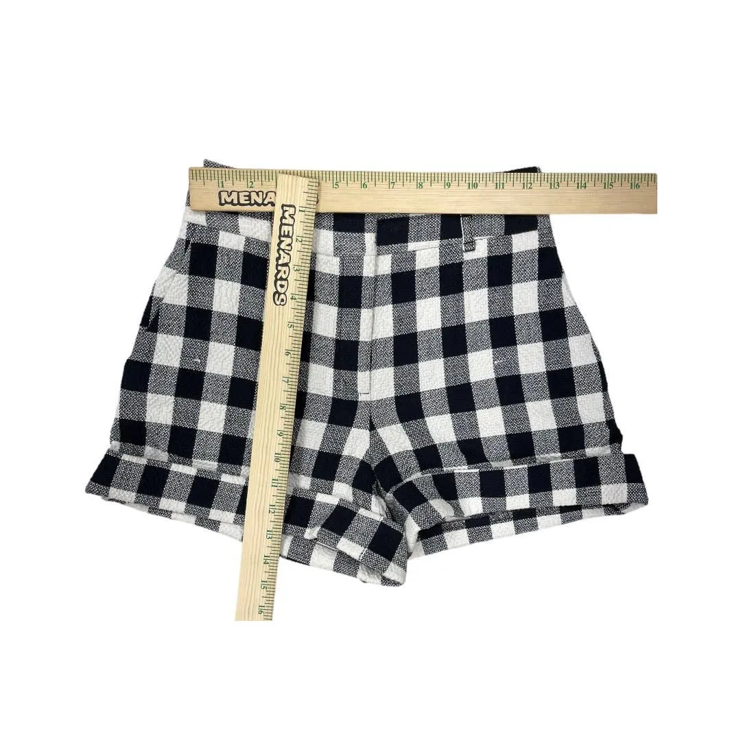 Veronica Beard Carito Gingham Shorts Size 4 Black White